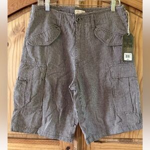 Men’s Hudson Barrow brown striped flat front cargo Bermuda shorts size 30 - NWT